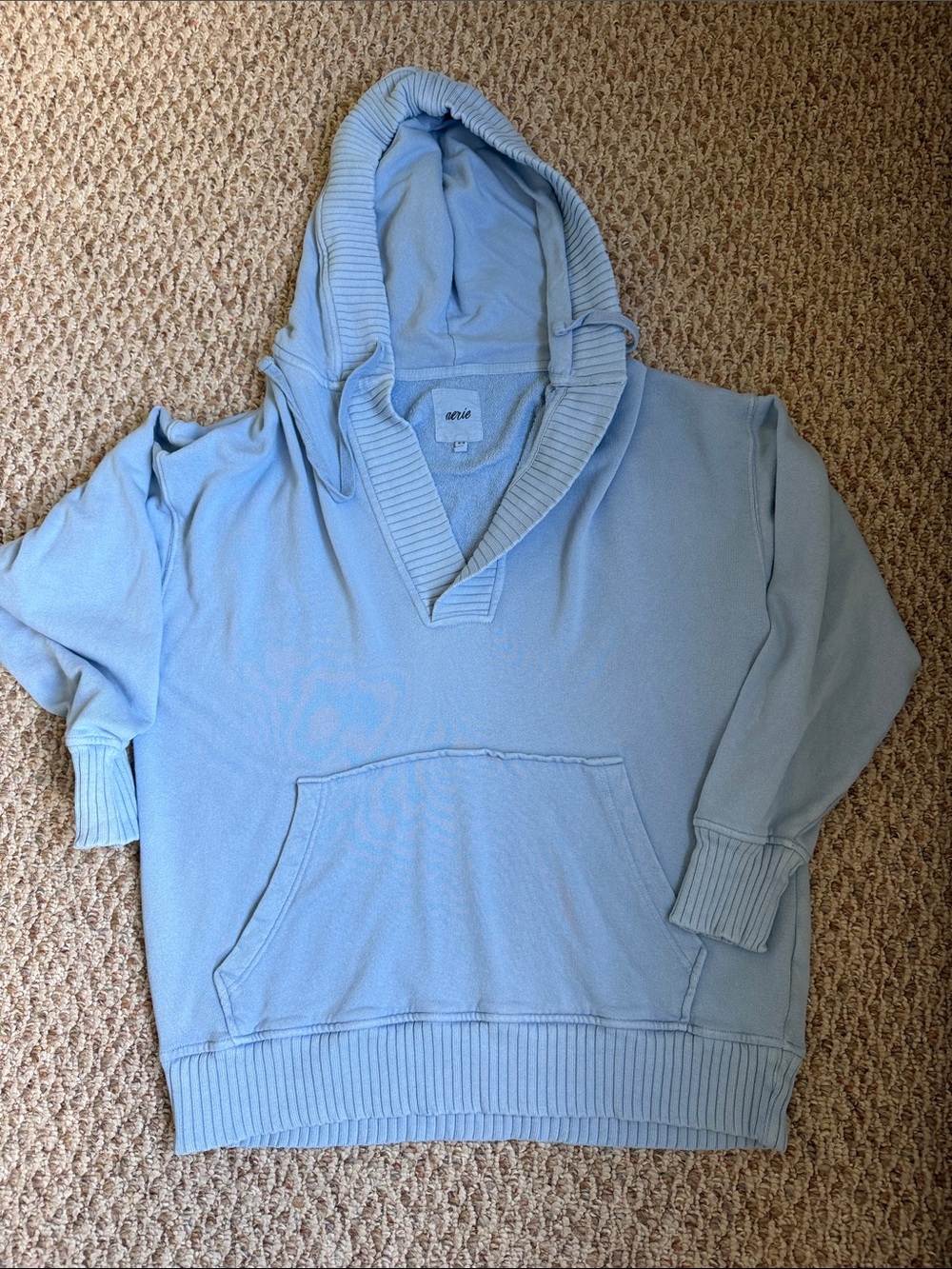 Aerie American Eagle Oversized Deep V Neck Hoodie Medium